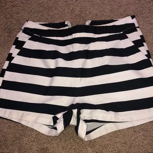 Black and white striped high waisted shorts
